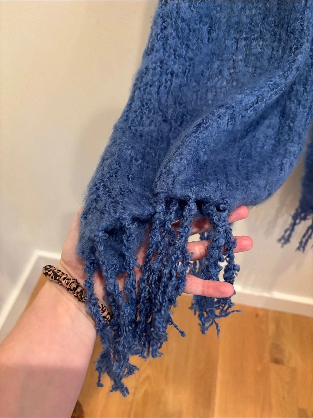 Aerie Blanket Scarf Blue Fuzzy Cozy NWT